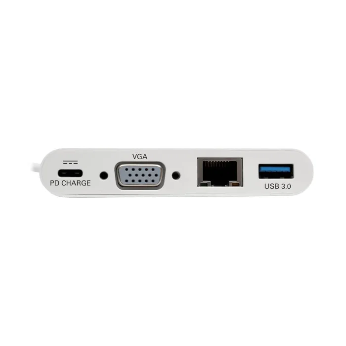 Eaton Tripp Lite U444-06N-VGU-C Adaptador USB-C a VGA con Puerto Ethernet Gigabit, USB-A 3.1 y Carga PD 60W - Resolución 1920x1080 1080p para Laptop, Tablet, MacBook