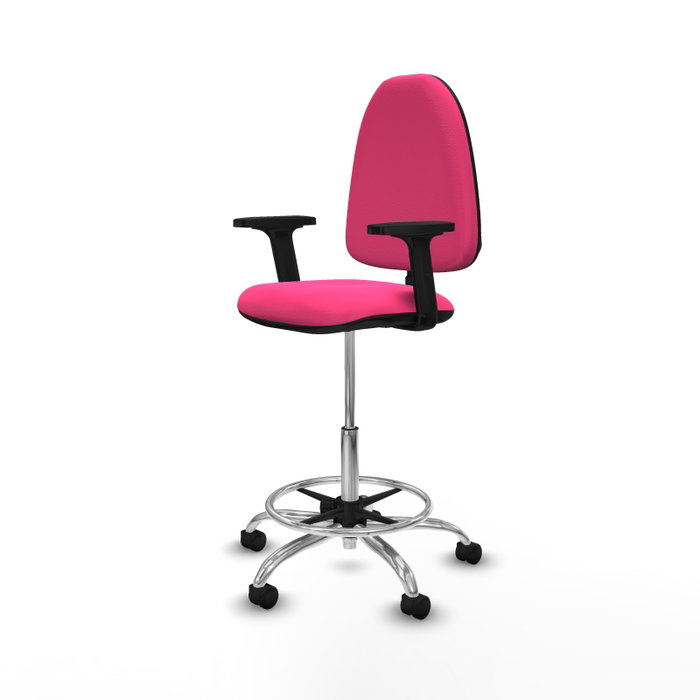 PIQUERAS Y CRESPO Taburete Aýna Rosa con Brazos 2D y Base Cromada PIQUERAS Y CRESPO Taburete Aýna Rosa con Brazos 2D y Base Cromada