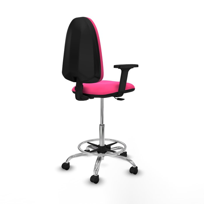 PIQUERAS Y CRESPO Taburete Aýna Rosa con Brazos 2D y Base Cromada PIQUERAS Y CRESPO Taburete Aýna Rosa con Brazos 2D y Base Cromada