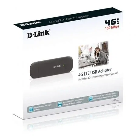 D-Link Router Móvil 4G DWM-222 USB 2.0 150Mbps Inalámbrico con ranura microSD/microSDHC D-Link Router Móvil 4G DWM-222 USB 2.0 150Mbps Inalámbrico con ranura microSD/microSDHC