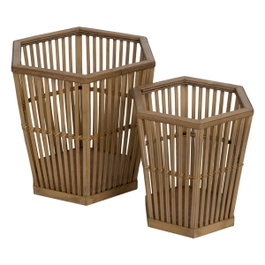 Ixia Pack de 2 Maceteros de Bambú Natural Decoración