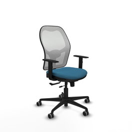 PIQUERAS Y CRESPO Silla de oficina Jorquera con mecanismo Sincro/Traslack Verde petróleo y Blanco