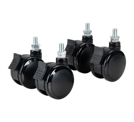 B-Tech Ruedas para Muebles con Freno, Juego de 3 Ruedas Giratorias de Nylon, Color Negro