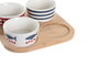 DKD Home Decor Set de Aperitivo Casitas de Gres y Bambú, 5 Piezas
