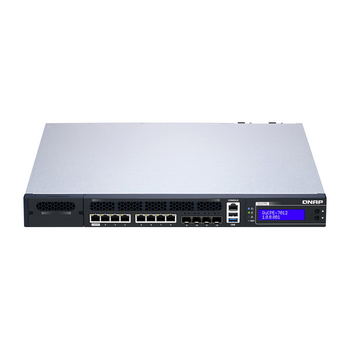 QNAP QuCPE-7012-D2146NT-32G Servidor de Rack 1U con Procesador Intel Xeon D-2146NT, 32GB RAM, 8 Puertos 2.5GbE, 4 Puertos 10GbE SFP+, QNE Network
