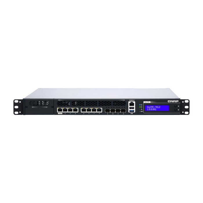 QNAP QuCPE-7012-D2146NT-32G Servidor de Rack 1U con Procesador Intel Xeon D-2146NT, 32GB RAM, 8 Puertos 2.5GbE, 4 Puertos 10GbE SFP+, QNE Network