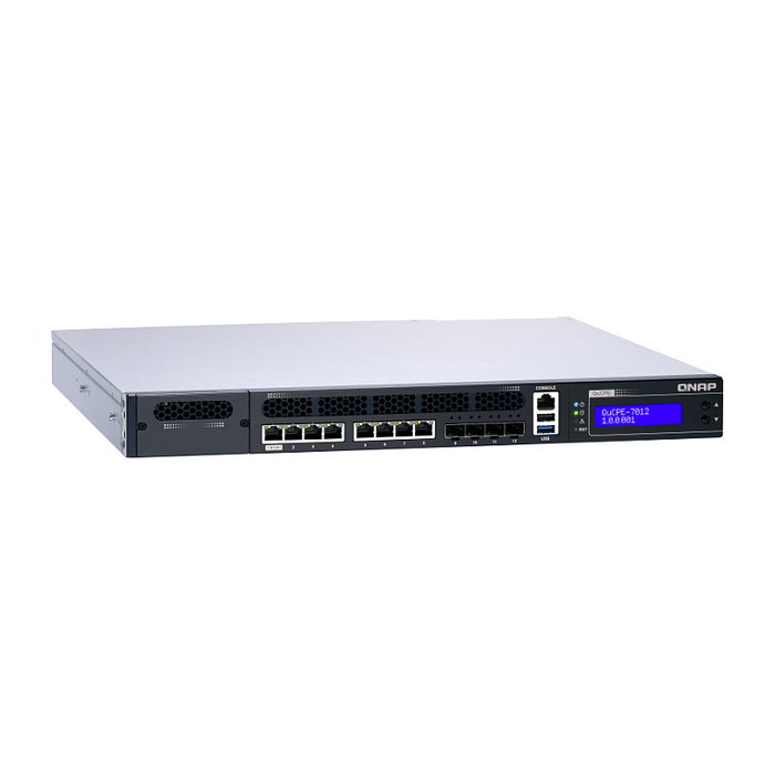 QNAP QuCPE-7012-D2146NT-32G Servidor de Rack 1U con Procesador Intel Xeon D-2146NT, 32GB RAM, 8 Puertos 2.5GbE, 4 Puertos 10GbE SFP+, QNE Network