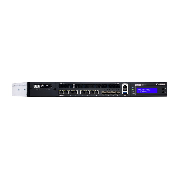 QNAP QuCPE-7012-D2146NT-32G Servidor de Rack 1U con Procesador Intel Xeon D-2146NT, 32GB RAM, 8 Puertos 2.5GbE, 4 Puertos 10GbE SFP+, QNE Network