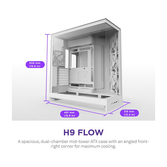 NZXT H9 Flow (2025) All White Midi Tower