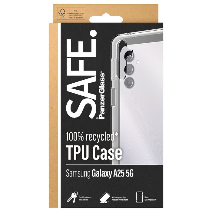 PanzerGlass SAFE. Funda para Samsung Galaxy A25 5G Transparente - Case Protectora de TPU Resistente a Golpes y Rayones