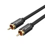 Vention VAB-R09-B100 Cable de Audio RCA para Estéreo/Subwoofer - 1 Metro - 2 Conectores RCA Macho Rectos Chapados en Oro - Negro