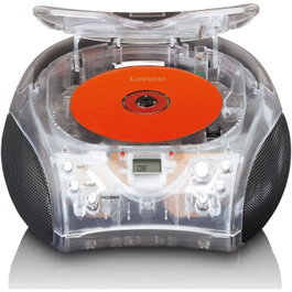Lenco SCD-24TR Radio Portátil Digital Bluetooth FM con Pantalla LCD - Transparente