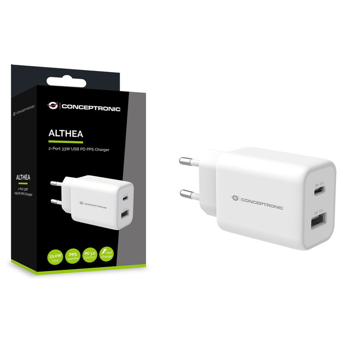 Conceptronic ALTHEA11W Cargador USB de 33W con puertos USB-C y USB-A