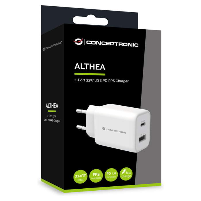 Conceptronic ALTHEA11W Cargador USB de 33W con puertos USB-C y USB-A