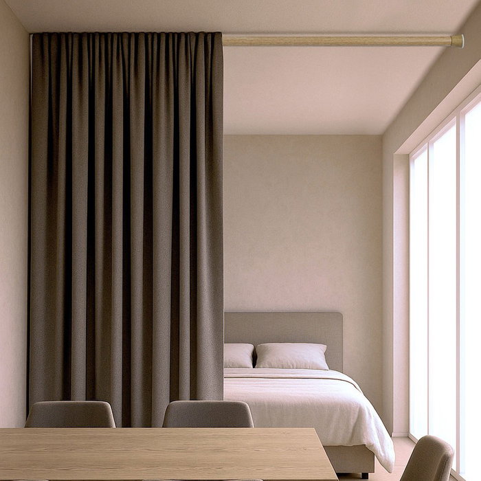 Cintacor Barra de Cortina Extensible a Presión sin Taladro, Color Imitación Madera, Ø2.8-2.5 x 50-80 cm, Carga Máx. 4.8 kg, para Cortinas y Armarios