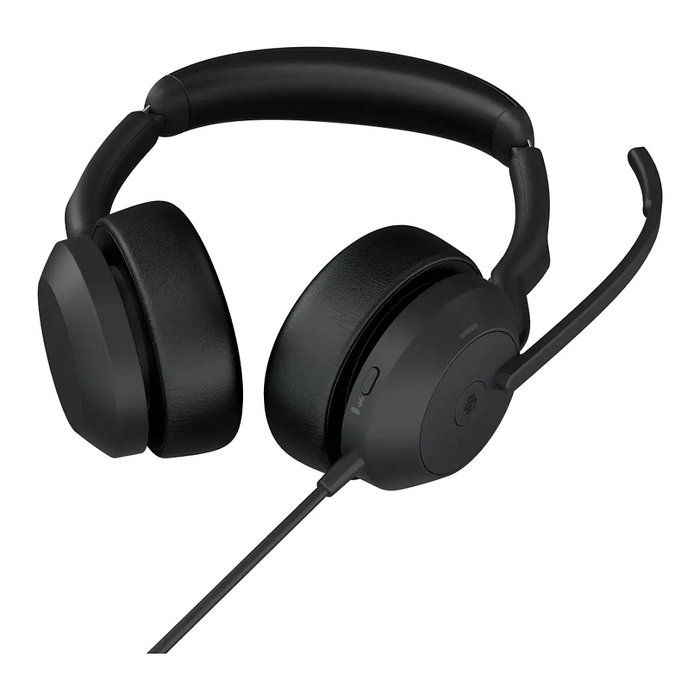 Jabra Evolve2 50 USB-C/USB-A - Auriculares Supraaurales con Diadema, Bluetooth 5.2, Cancelación Activa de Ruido, 4 Micrófonos, Optimizados para Microsoft Teams - Negro