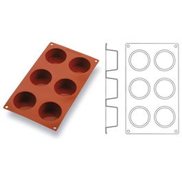 MATFER OVIFLEX Molde de silicona para buñuelos, 7 cm de diámetro, 6 unidades, apto para horno