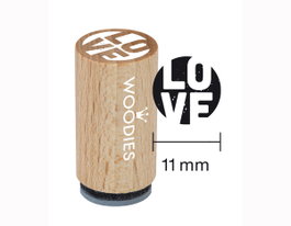 Woodies Sello mini de madera y caucho Love 15x25mm