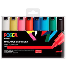 POSCA Marcador PC-8K-8C No Permanente Punta Biselada 8.0 mm Colores Surtidos Basic - Estuche 8U-