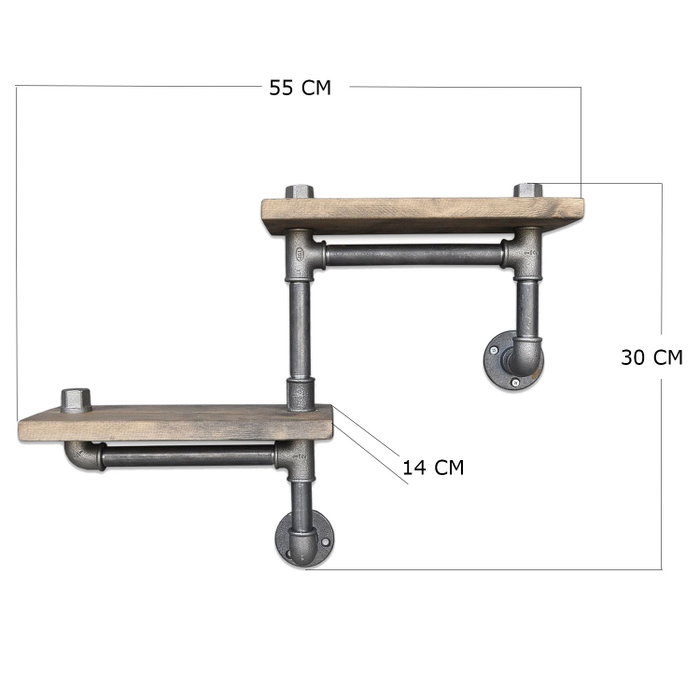 Hanah Home Estantería de Tubería Industrial Rústica de Madera de Abeto y Metal, Nogal y Negro, 55x30x14 cm Hanah Home Estantería de Tubería Industrial Rústica de Madera de Abeto y Metal, Nogal y Negro, 55x30x14 cm