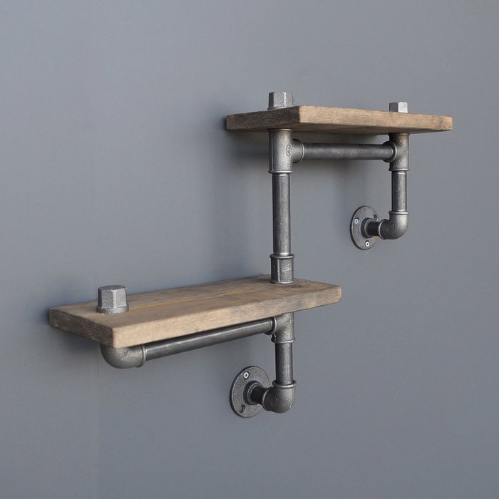 Hanah Home Estantería de Tubería Industrial Rústica de Madera de Abeto y Metal, Nogal y Negro, 55x30x14 cm Hanah Home Estantería de Tubería Industrial Rústica de Madera de Abeto y Metal, Nogal y Negro, 55x30x14 cm