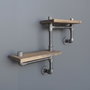 Hanah Home Estantería de Tubería Industrial Rústica de Madera de Abeto y Metal, Nogal y Negro, 55x30x14 cm
