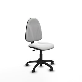 Silla de oficina Algarra con mecanismo Contacto permanente básico tapizada con Tela color Blanco. Equipada con Base poliamida negra, Sin brazos y Ruedas de parqué