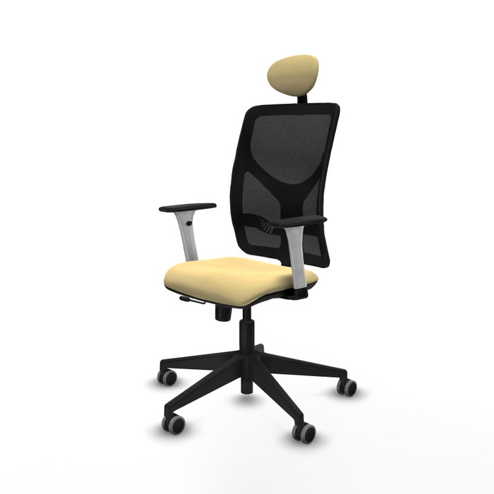 PIQUERAS Y CRESPO Silla de oficina Motilla con mecanismo Sincro/Traslack, Crema y Negro