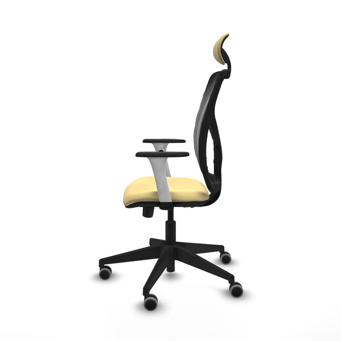 PIQUERAS Y CRESPO Silla de oficina Motilla con mecanismo Sincro/Traslack, Crema y Negro