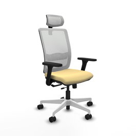 PIQUERAS Y CRESPO Silla de oficina Haches con mecanismo Sincro/Traslack, Crema y Blanco