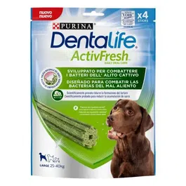 Purina Dentalife Activefresh Large Snack Dental - Espirulina y Miel para Mal Aliento y Sarro, 6 x 142 gr