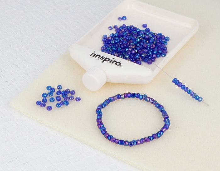 Innspiro Rocalla de vidrio redonda aurora boreale azul marino 3,8mm 120g