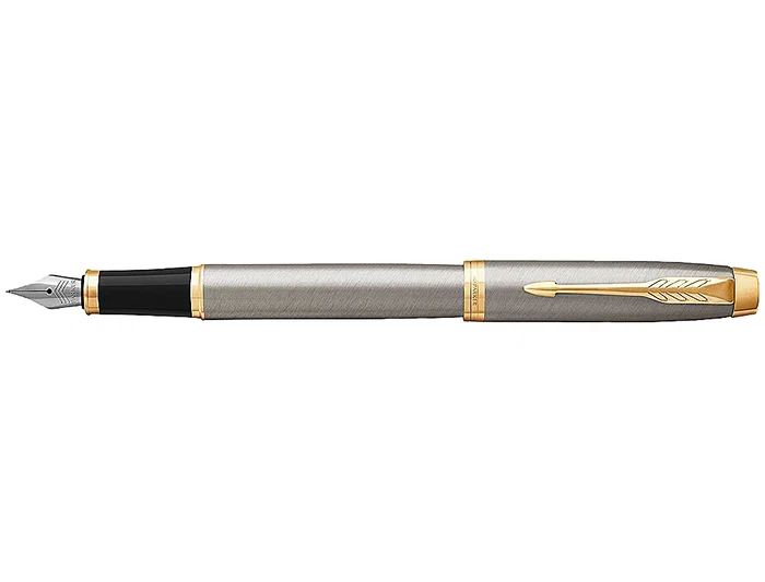 Parker Pluma IM Metal Cepillado GT - Sofisticado y de Notable Diseño, Plumín de Acero Inoxidable