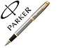Parker Pluma IM Metal Cepillado GT - Sofisticado y de Notable Diseño, Plumín de Acero Inoxidable