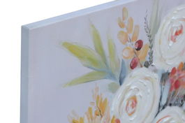 DKD Home Decor Cuadro Shabby Multicolor Lienzo MDF Flores 80 x 80 x 2.8 cm (2 Unidades)