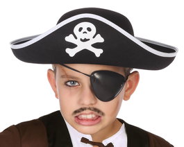 Atosa Sombrero Pirata Negro con Calavera de Niño