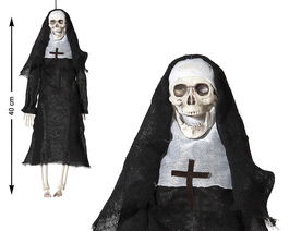 Monja Esqueleto Colgante con Hábito Negro 40 cm Decoración