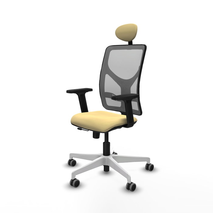 PIQUERAS Y CRESPO Silla de oficina Motilla con mecanismo Sincro/Traslack, Crema y Gris