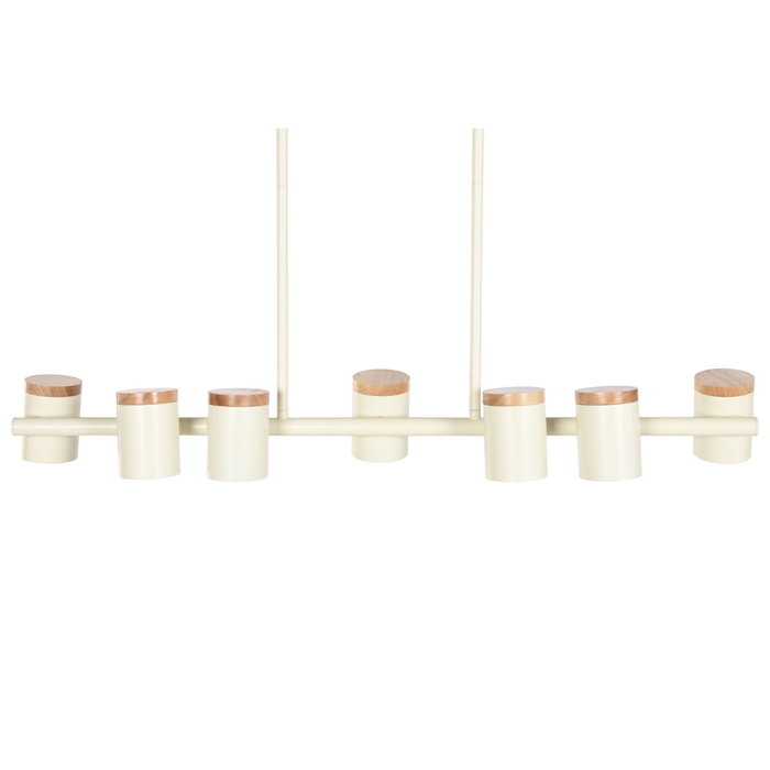 DKD Home Decor Lámpara de Techo de Metal y Madera Blanca, 7 Bombillas GU10 DKD Home Decor Lámpara de Techo de Metal y Madera Blanca, 7 Bombillas GU10