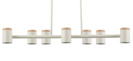 DKD Home Decor Lámpara de Techo de Metal y Madera Blanca, 7 Bombillas GU10