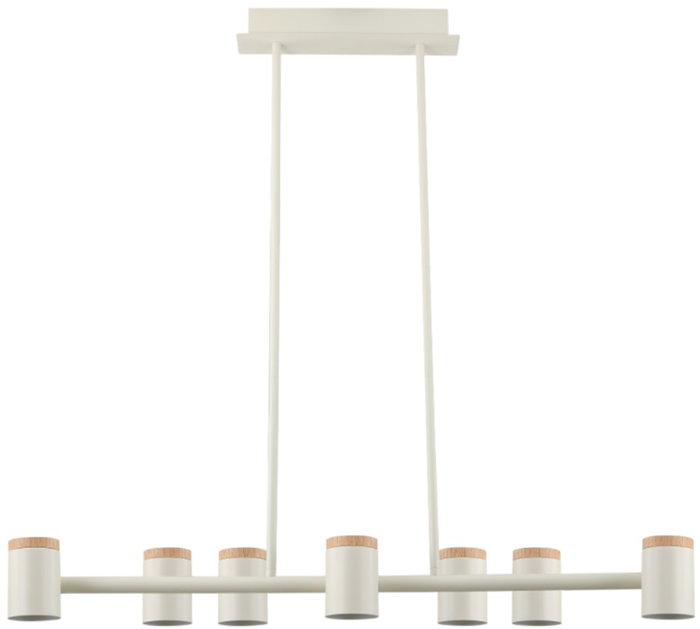 DKD Home Decor Lámpara de Techo de Metal y Madera Blanca, 7 Bombillas GU10