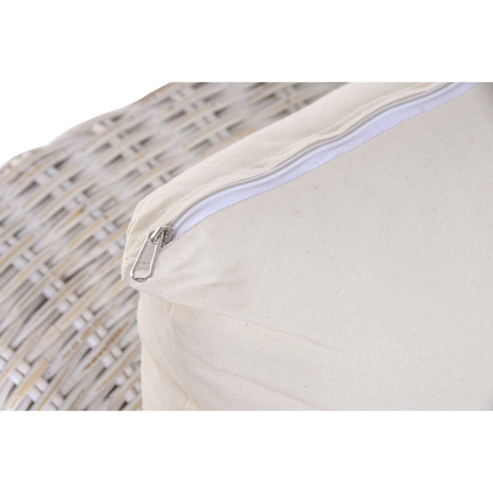 DKD Home Decor Sillón de Ratán y Algodón Blanco con Cojines DKD Home Decor Sillón de Ratán y Algodón Blanco con Cojines