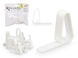 Kinvara Set 12 Sujetamantel Blanco Plástico PP 17 x 16 x 4.5 cm (Set de 24)