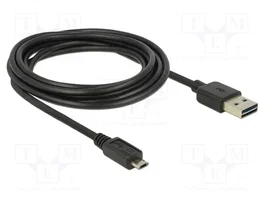 DeLOCK Cable USB 2.0 de 3 m, USB Tipo-A a Micro-USB Tipo-B, Negro