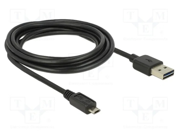 DeLOCK Cable USB 2.0 de 3 m, USB Tipo-A a Micro-USB Tipo-B, Negro DeLOCK Cable USB 2.0 de 3 m, USB Tipo-A a Micro-USB Tipo-B, Negro