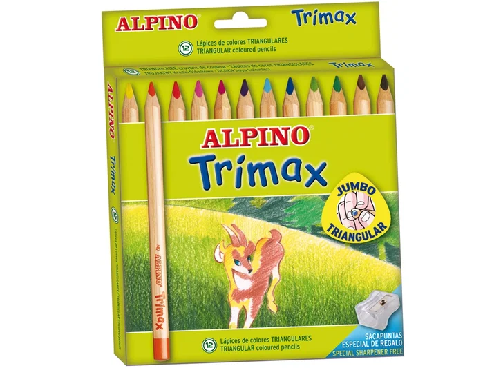 Alpino Trimax Lápices de Colores con Sacapuntas, 12 Unidades