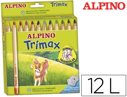 Alpino Trimax Lápices de Colores con Sacapuntas, 12 Unidades
