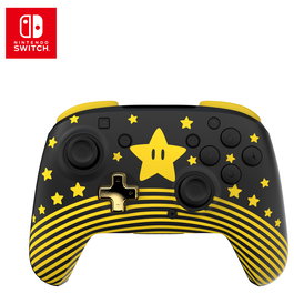 Turtle Beach Rematch NS Super Mario Star - Mando Inalámbrico Gamepad para Nintendo Switch, Switch 2, Lite y OLED, Bluetooth, Batería 40h, Negro/Oro/Amarillo