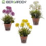 Ibergarden Flor Artificial Maceta de Cemento 43 cm, Surtidos en Amarillo, Blanco, Morado y Rosa, 24x43x24 cm (Set de 8)