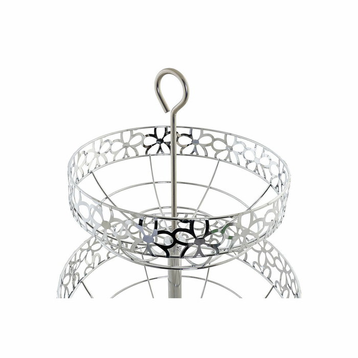DKD Home Decor Frutero de Metal Margaritas Cromado Plateado de 2 Niveles DKD Home Decor Frutero de Metal Margaritas Cromado Plateado de 2 Niveles